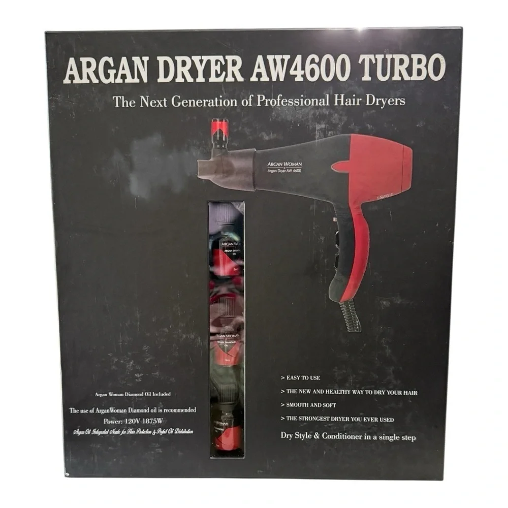 Argan Woman AW4600 Turbo Hair Dryer – Pro Ionic + Argan Oil Kit